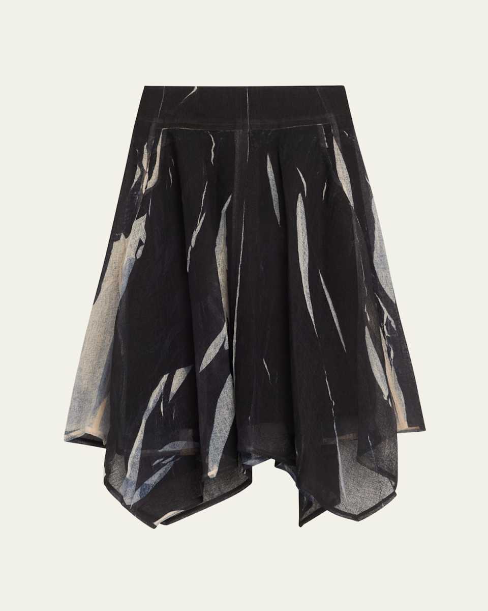 Printed Gauze Handkerchief Midi Skirt